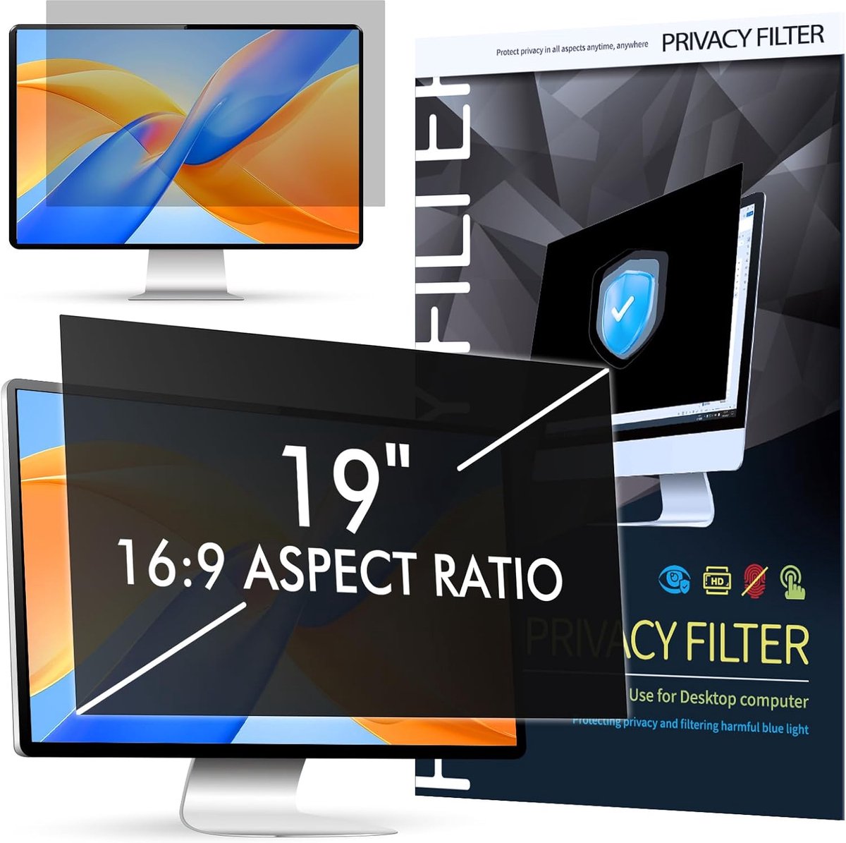 Privacyscherm Filter - Schermbeschermer Monitor - Privacy Bescherming - Anti Blauw Licht - 19 Inch 16:10