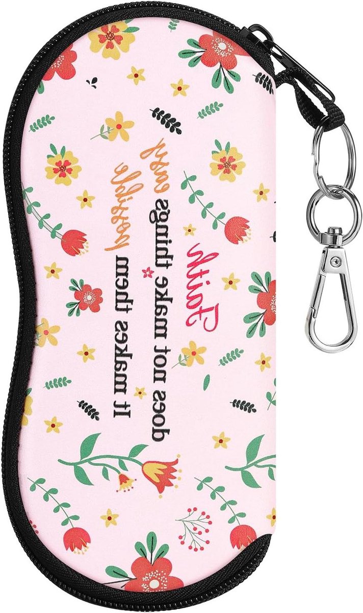 Zonnebril Hoesje - Bril Etui - Veilig Opbergen - Zacht Neopreen Materiaal - 17.5 x 8 cm - Roze Bloem
