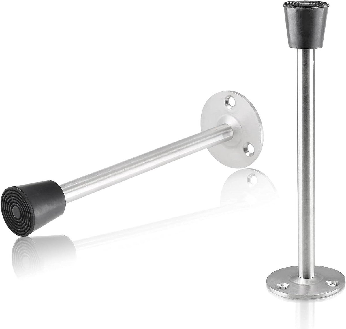 Deurstoppers RVS - Deurstopper Rubber - Wandbescherming - Heavy Duty Ontwerp - 160mm Lengte - Zilver