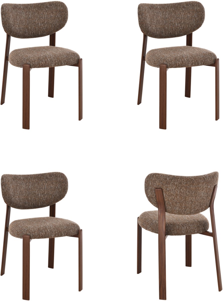 Vika - Eetkamerstoelen Set van 4 - Bruin / Walnoot - Comfortabel - Stijlvol
