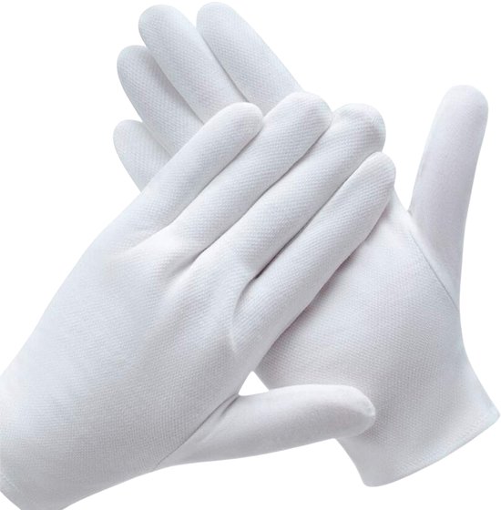 12 Paar Katoenen Handschoenen - Exceem Handschoenen - Geschikt voor Exceem, Droge handen, Allergie, Munt- en Sieradeninspectie - Wit
