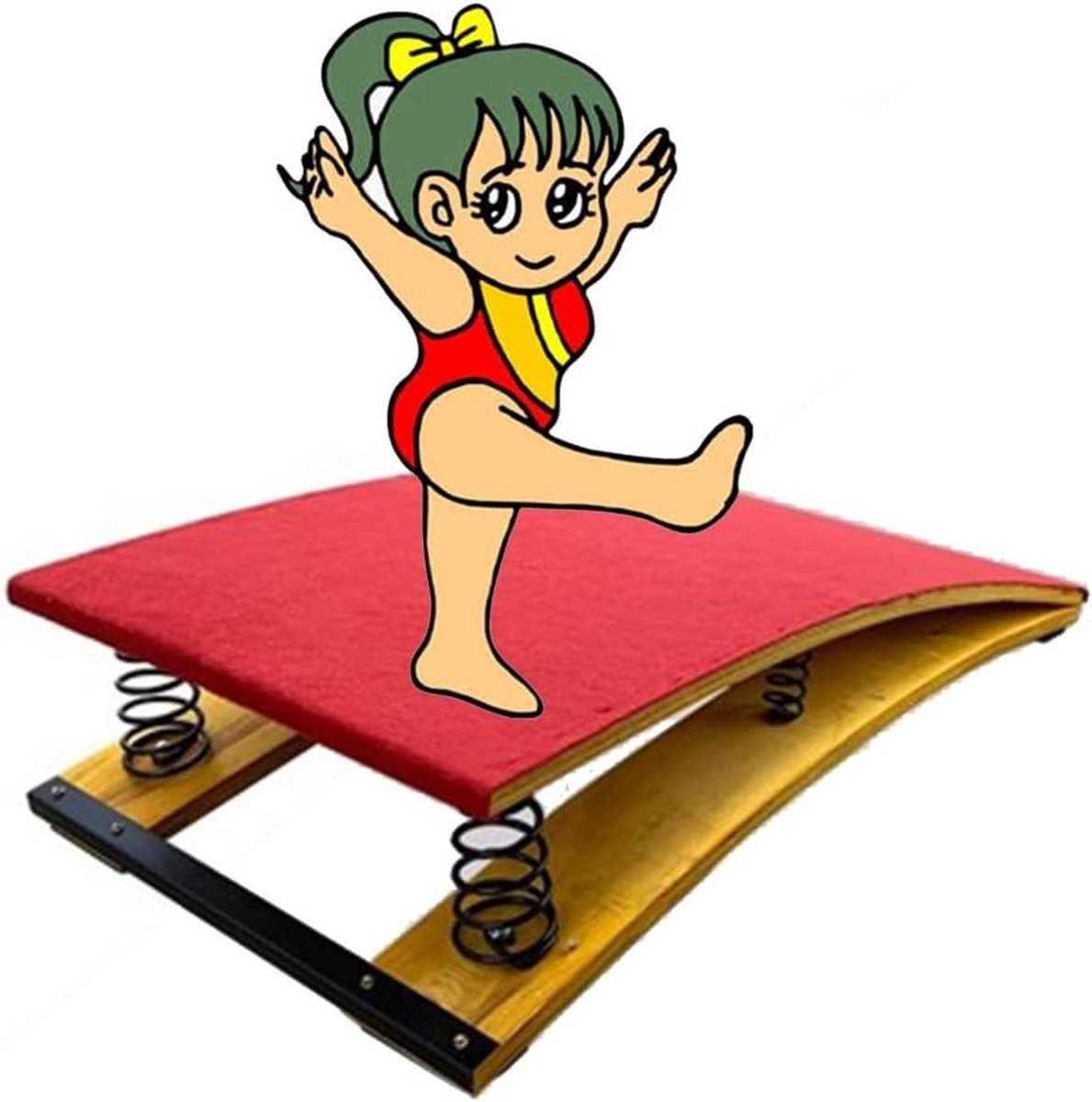 Kindergymnastiek Springplank - Gymnastiek Helling Balk - Verbeteren Sprongvaardigheden - Dik Massief Hout - 120x60cm - Rood