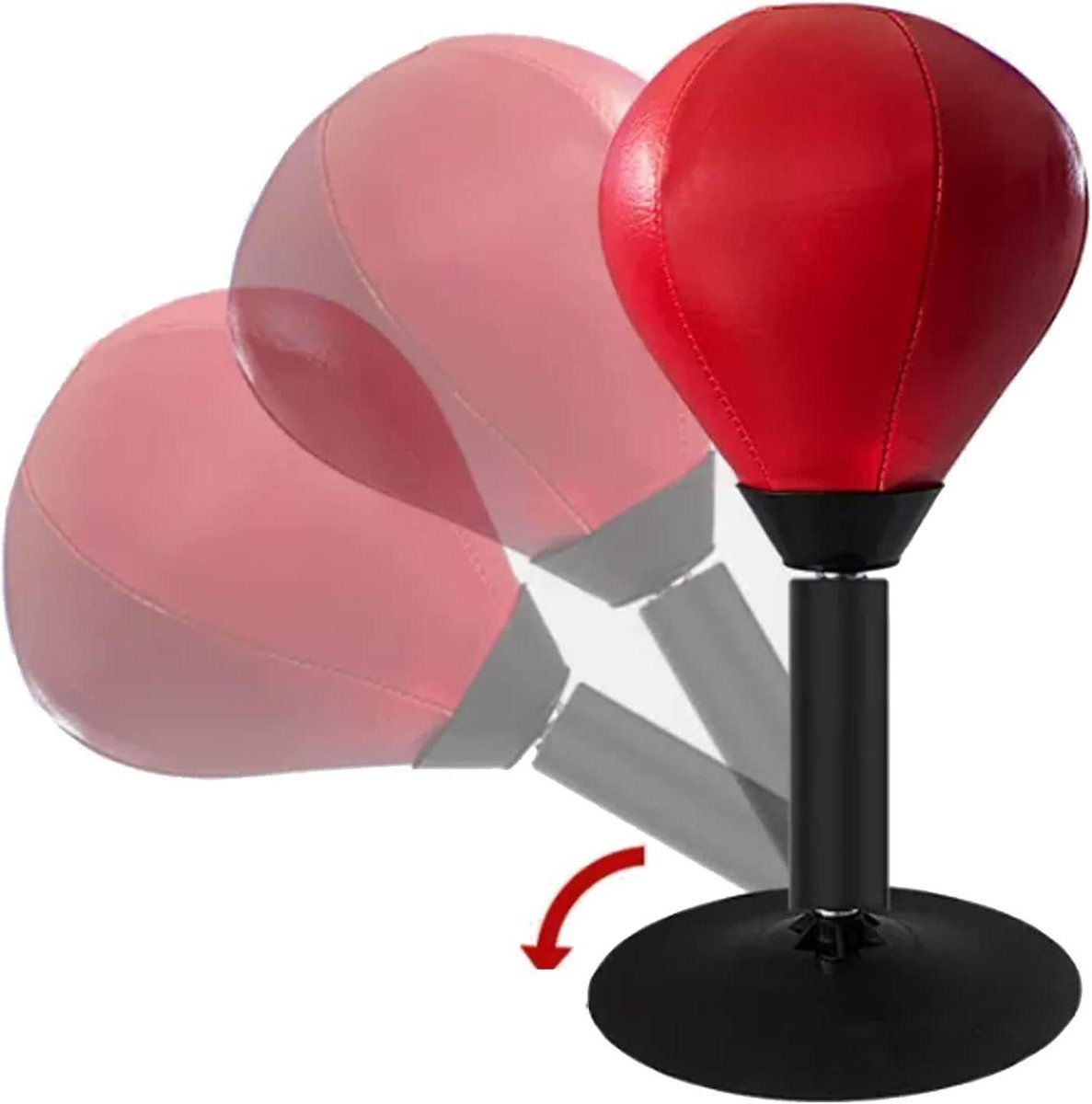 Boxbal - Trainingsbal - Reflex Training - Dubbelzijdige Bevestiging - 40 cm Hoog - Zwart