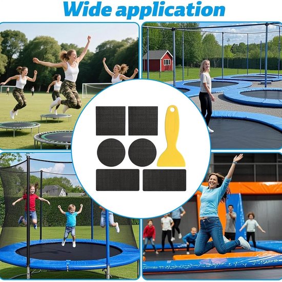 Trampoline Reparatie Set - Zelfklevende Patches - Buitenactiviteiten Onderhoud - Scheurbestendig Materiaal - 7 Delig - Zwart — afbeelding 5