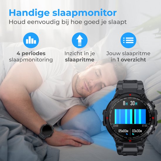 Nuvance Outdoor Smartwatch - 45 mm - IP67 Waterdicht - Bluetooth Smartwatch voor Dames en Heren - Smartwatches - Sporthorloge