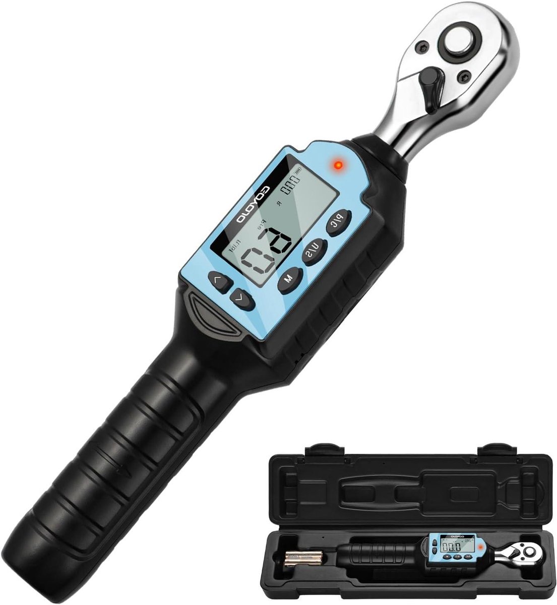 Digitale Momentsleutel - Koppelmeter - Nauwkeurig Aandraaien - Zoemer en LED indicatie - 60 Nm - Geel en Zwart