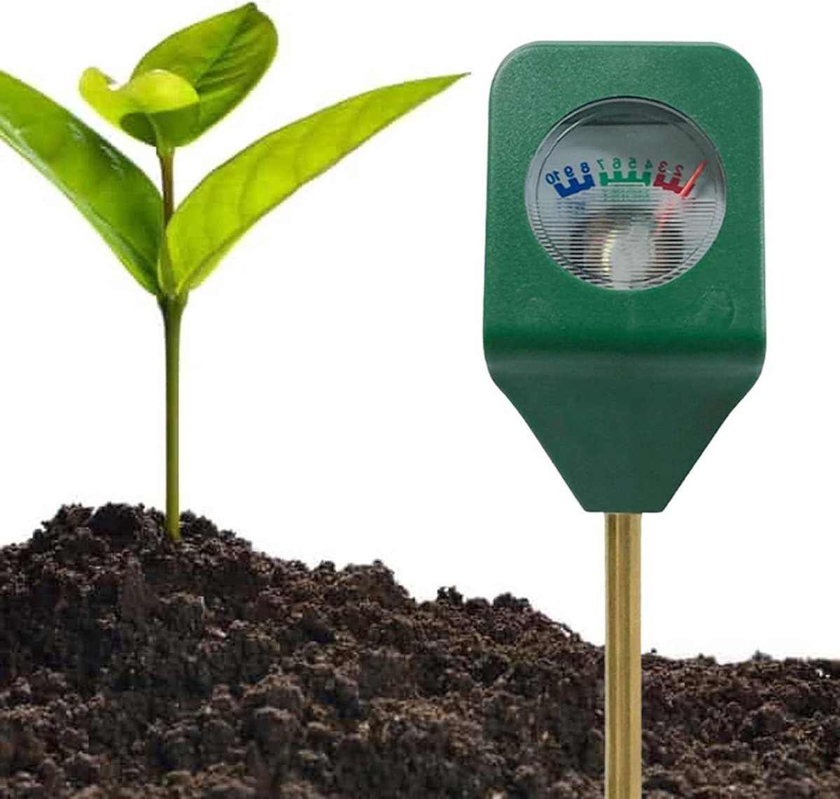Bodemmeter - Plantenmeter Vochttester - Plantenverzorging Tuin - 3-in-1 Meting - 17 x 16 cm - Groen
