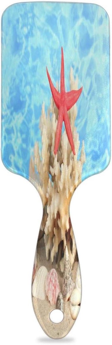 Starfish Pattern Hair Brush Detangler Brush with Nylon Bristles for Thick Curly Thin Long Short Wet or Dry Hair Adds Shine and Makes Hair Health Paddle Hairbrush for Women Men
