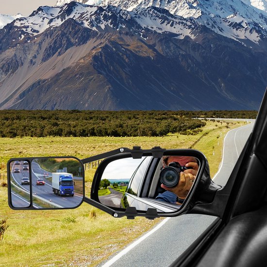 Universele Caravanspiegels - Set van 2 - Verstelbare Opzetspiegels Auto - Extra Breed Zicht - Personenwagen & SUV - Zwart van Universele — afbeelding 5