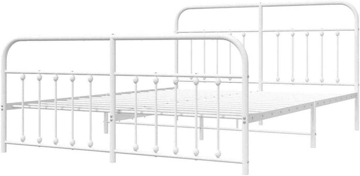 Metalen Bedframe - Ledikant Bedombouw - Slaapkamer Meubilair - Robuuste Constructie - 183x213 cm - Wit