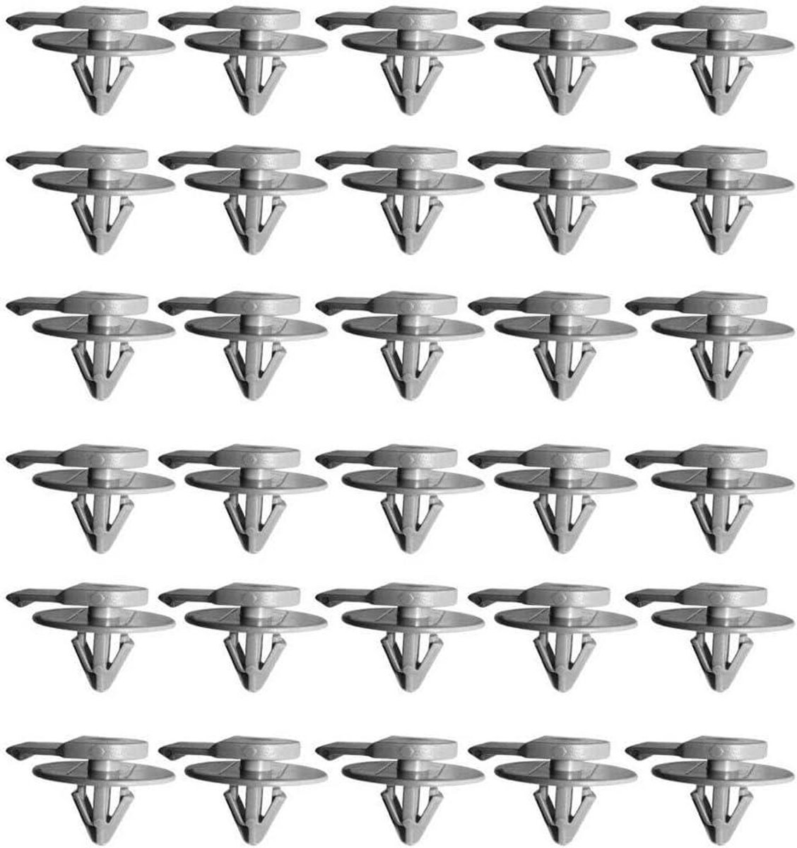 Wielkast Clips - Trim Bevestiging - Auto Reparatie - Duurzaam Plastic - 30 Stuks - Grijs