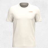 Crèmekleurig T-shirt met oranje tekst 'GT•ORANJE' op de linkerborst.