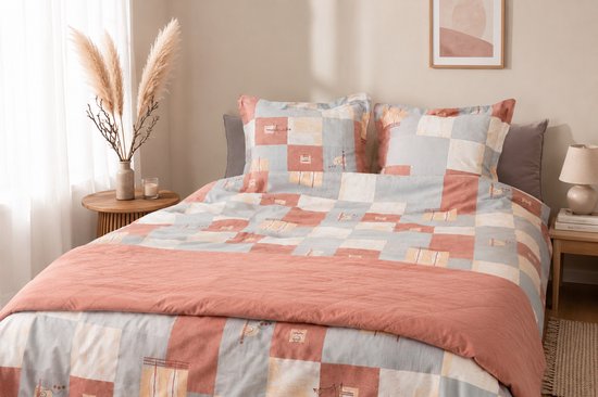 SENZA DONNA 100% Katoen Satijn Dekbedovertrek 140x200/220-1x60x70 cm ( 240 cm Lang ) HELSINKI ZAND