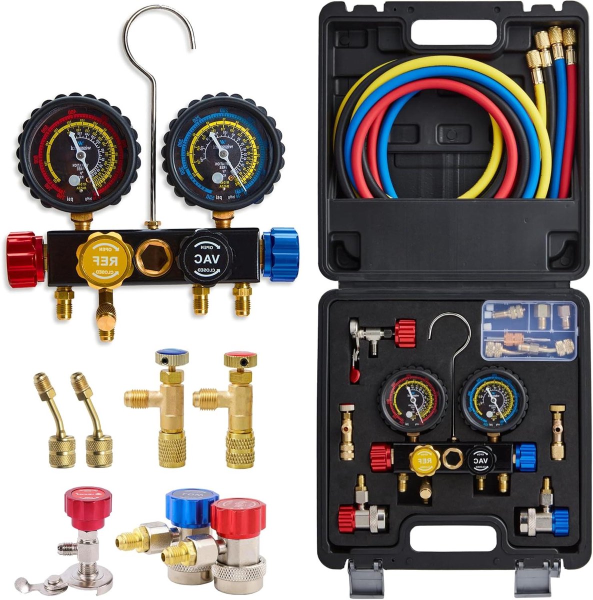 Manifold Gauge Set - AC Meters - Koelsysteem Onderhoud - Veelzijdige Compatibiliteit - 33 x 21 x 9 cm - Zilver