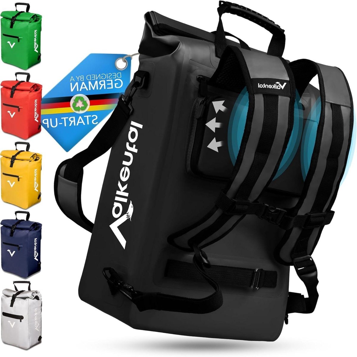 Fietstas Rugzak - Schoudertas - Fietsen en Reizen - Waterdicht Reflecterend - 23 Liter - Zwart
