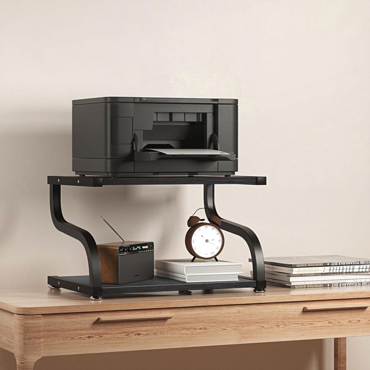 Printer Stand with Storage - 2-Layer Organizer for Office and Home