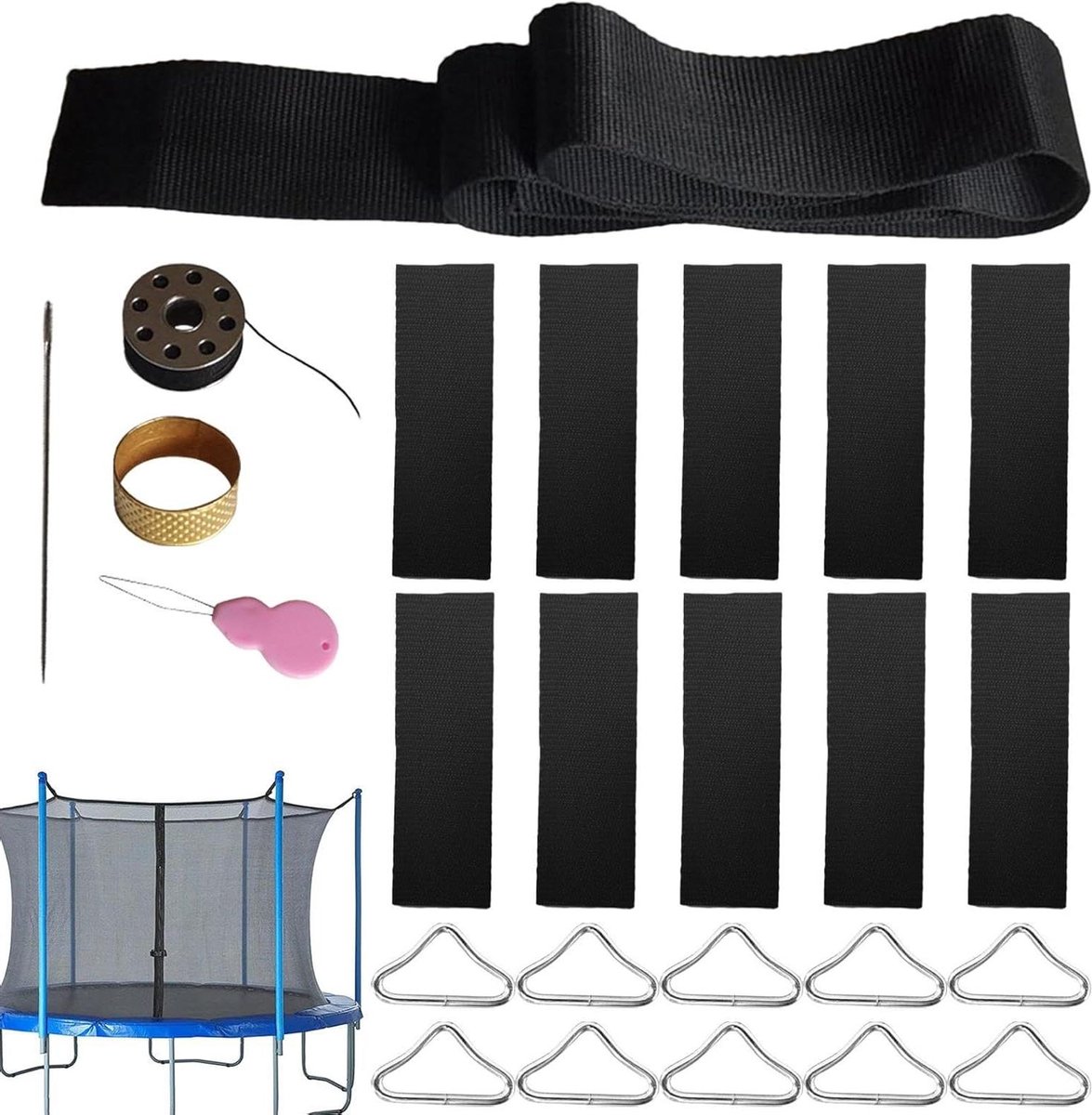 Trampoline reparatieset - Mat reparatie - Veilig springplezier - Roestvrij staal - 1 meter band - N.v.t.