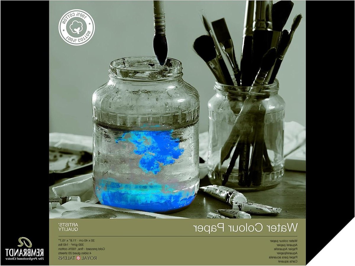 Rembrandt Professional Aquarelpapier Blok | 300 g/m², 20 Vellen | 100% Katoenpapier | 30 x 40 cm