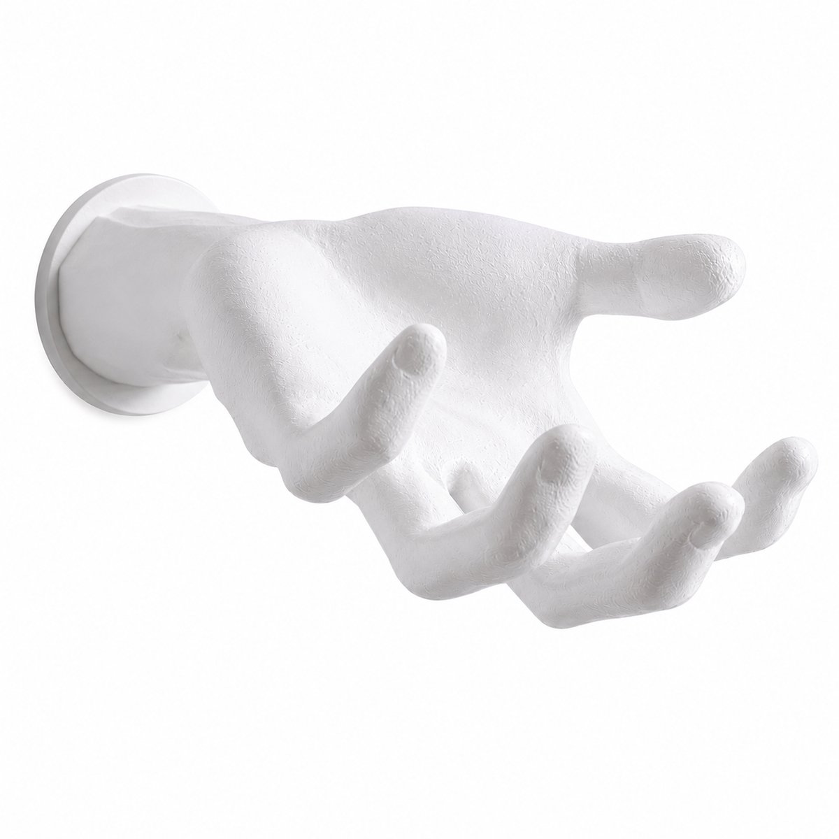Decoratieve Hand Wandhaak Voor Aan De Muur - Moderne Kapstokhaak Voor Jas En Tas - Unieke Wanddecoratie Voor Hal Woonkamer Slaapkamer En Kantoor - 10 X 15 CM - Wit