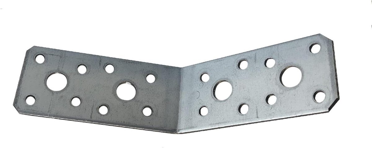 Hoekverbinder 135 graden - Verbindingshoek Staal - Houtbouw Verbinding - Sendzimir Verzinkt - 90x90x65x2.5 mm - Grijs