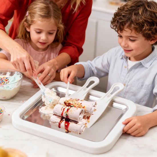 IJsrollermaker - IJsmachine Yoghurtbord - Zelfgemaakte Desserts - Direct Draagbaar - 10 Minuten Bereiding - Wit van Merkloos — afbeelding 3