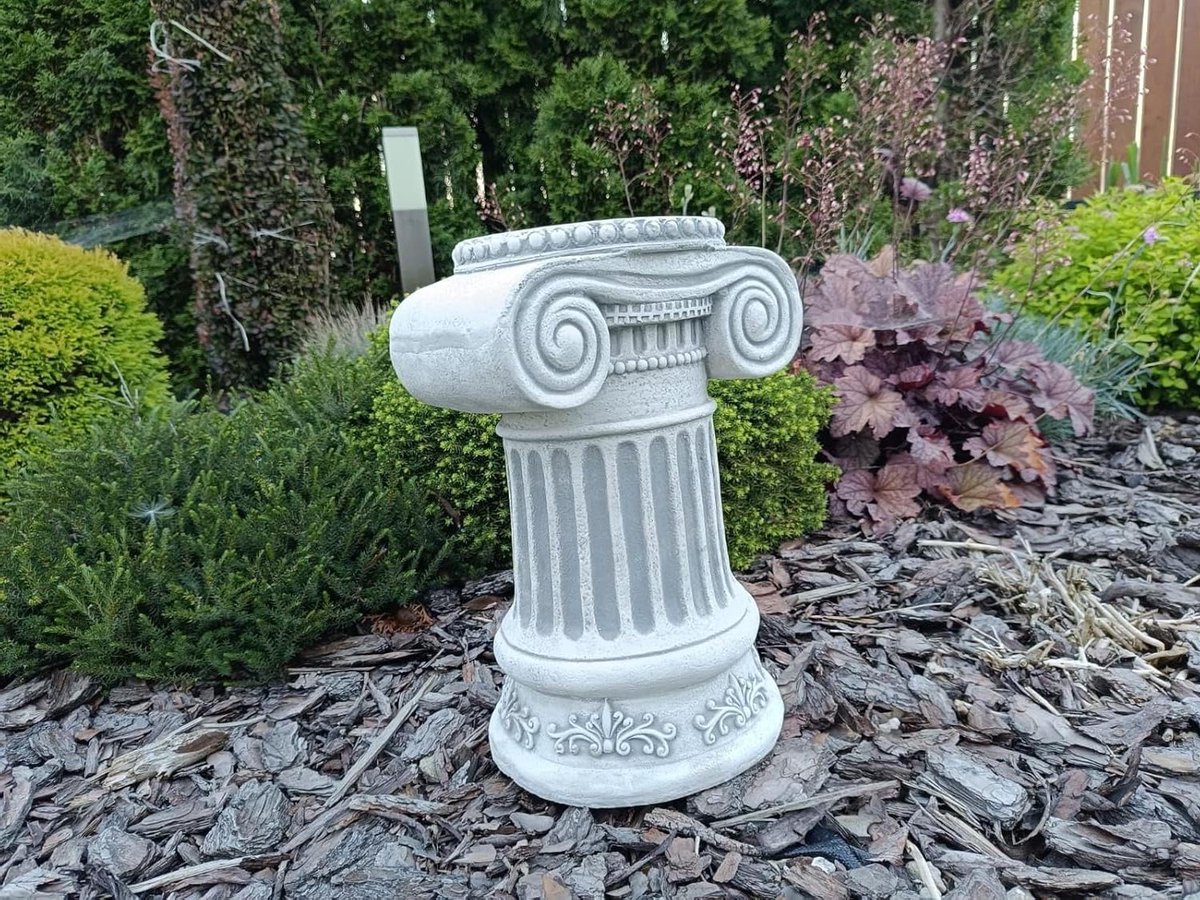 Tuinpilaar Decoratie - Klassieke Zuil - Buitenruimte Verfraaien - Architectonisch Beton - 38 cm Hoog - Grijs