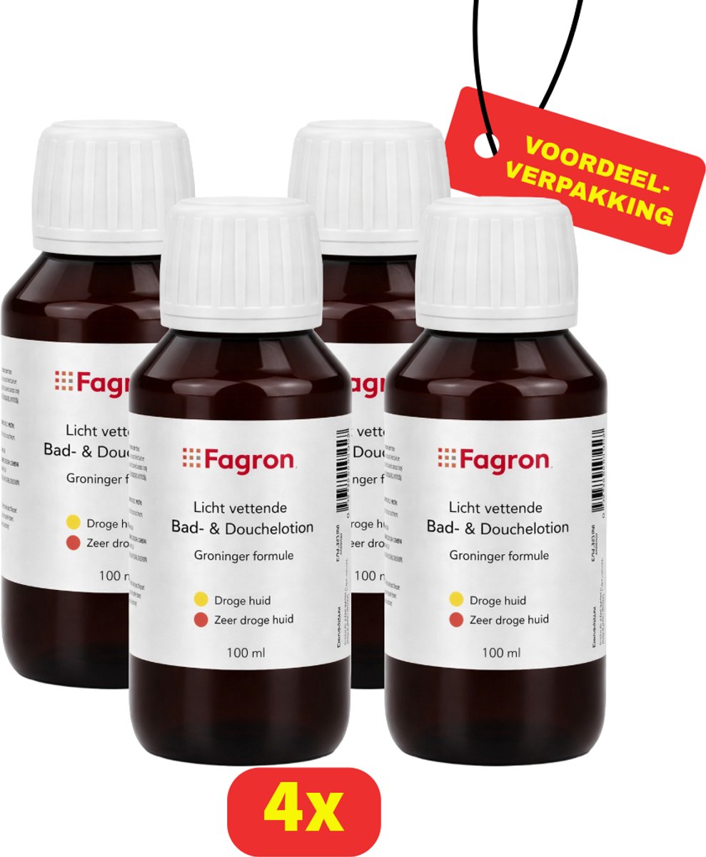 Fagron - Licht vettende Bad & Douchelotion - Groninger formule - 4x 100ml - Voordeelverpakking!