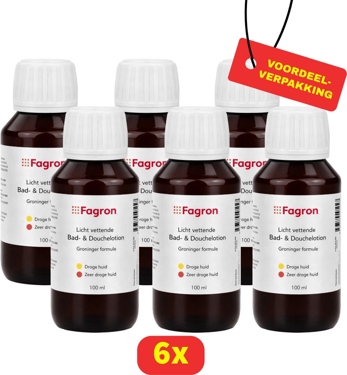 Fagron - Licht vettende Bad & Douchelotion - Groninger formule - 6x 100ml - Voordeelverpakking!