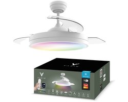 Varin® Smart Plafondventilator met verlichting - Wit - Tuya Wifi - LED 36W RGBW - Ø 50cm/108cm - Super stil - Smart lamp - Plafondlamp slaapkamer - Plafonniere woonkamer - Plafondlampen - Plafond lamp - Verlichting kinderkamer - Ventilator