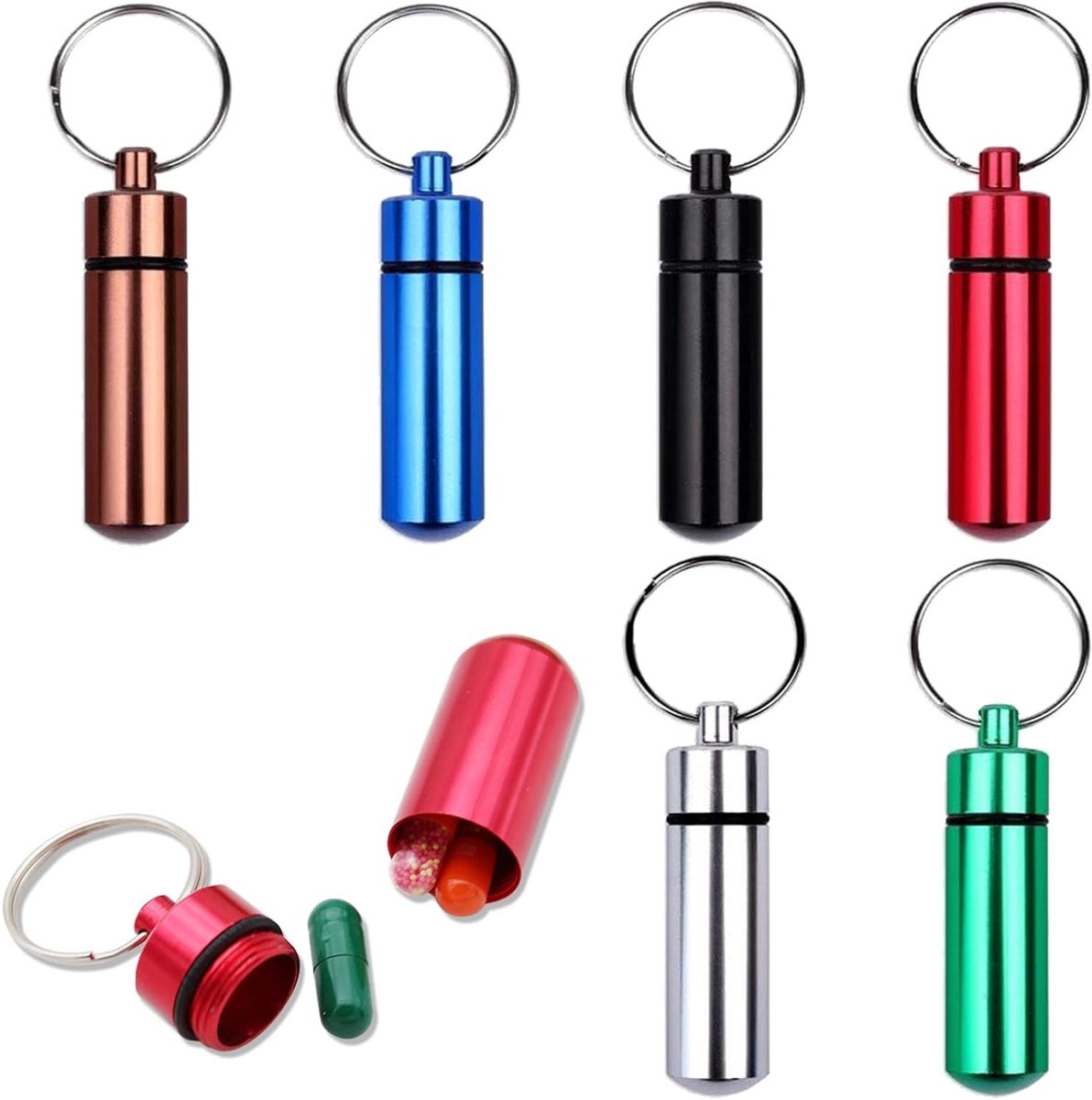 Kleine pillendoosjes voor onderweg - Draagbare mini-tabletdozen met sleutelhanger, creatief en praktisch voor medicijnen