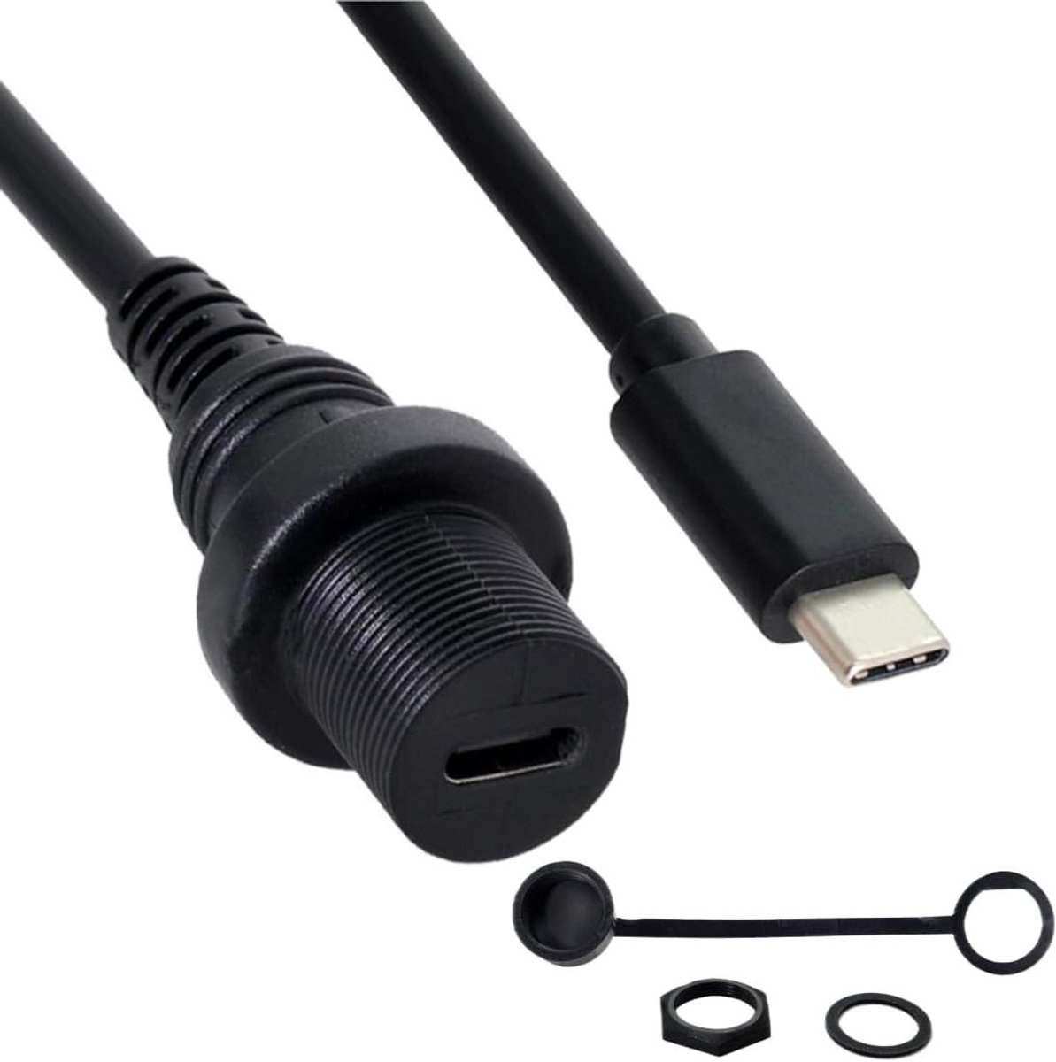 Inbouw USB C Kabel - Verlengsnoer Dashboard - Waterdichte Montage - Veelzijdige Toepassing - 100 cm Lengte