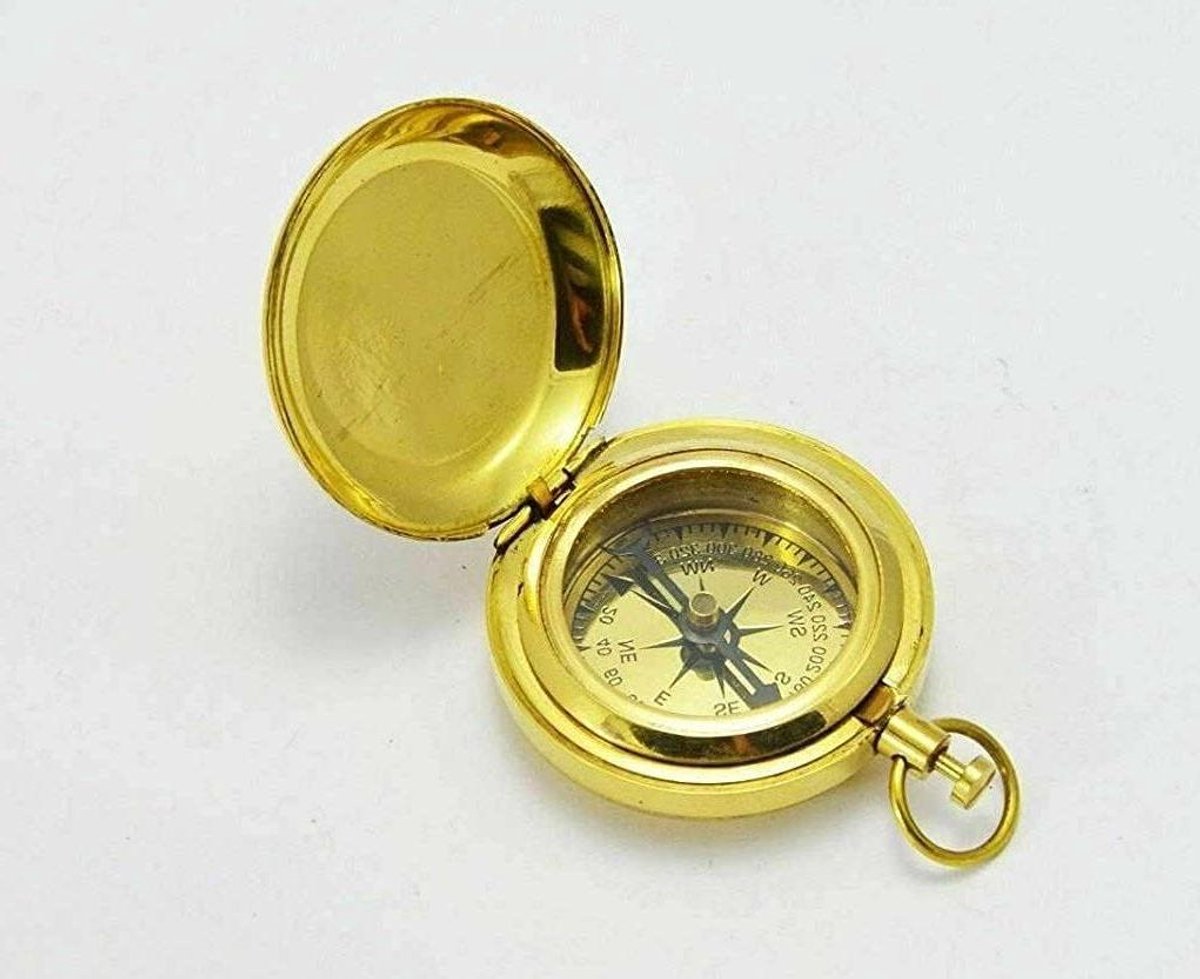 Messing Drukknop Kompas - Marine Kompas Nautisch - Navigatie Locatie Bepalen - Directioneel Magnetisch - 2 Inch - Messing