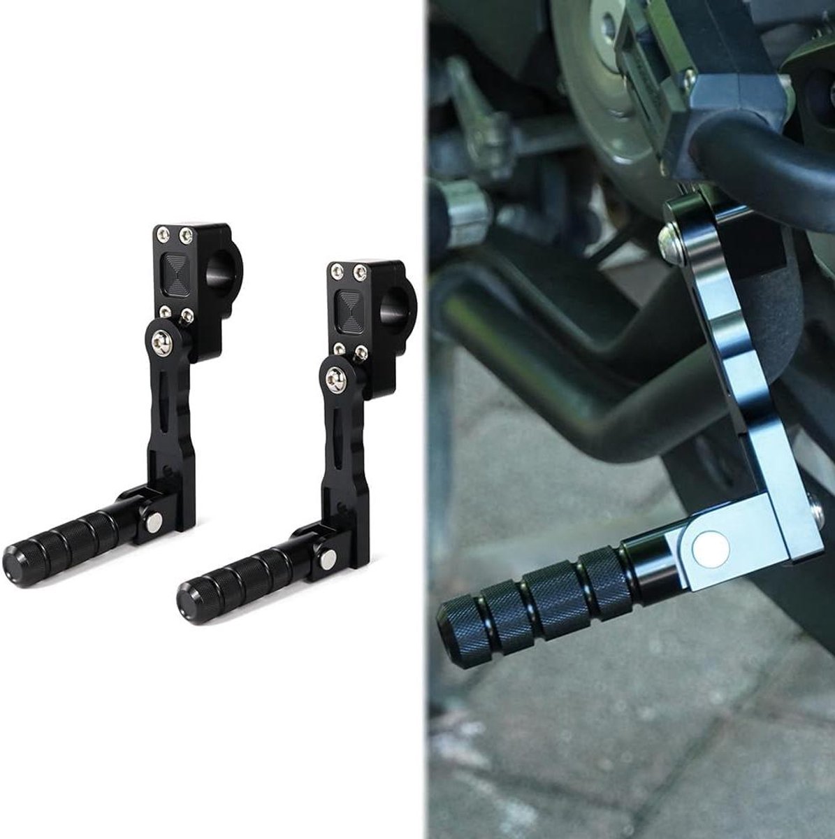 Motor Voetsteunen - Verstelbare Steunen - Comfortabel Rijden - Universele Montage - 130mm Lengte - Zwart