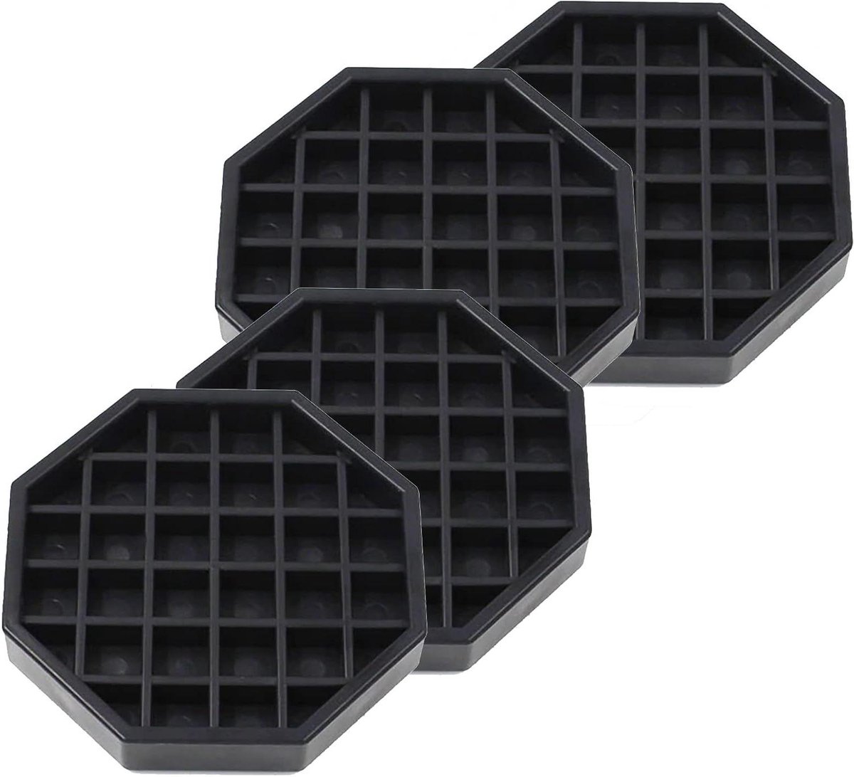 Octagon Koffie Drip Tray - Lekbak Koffiezetapparaat - Aanrecht Schoonhouden - Hard Plastic Materiaal - 4 stuks - Zwart