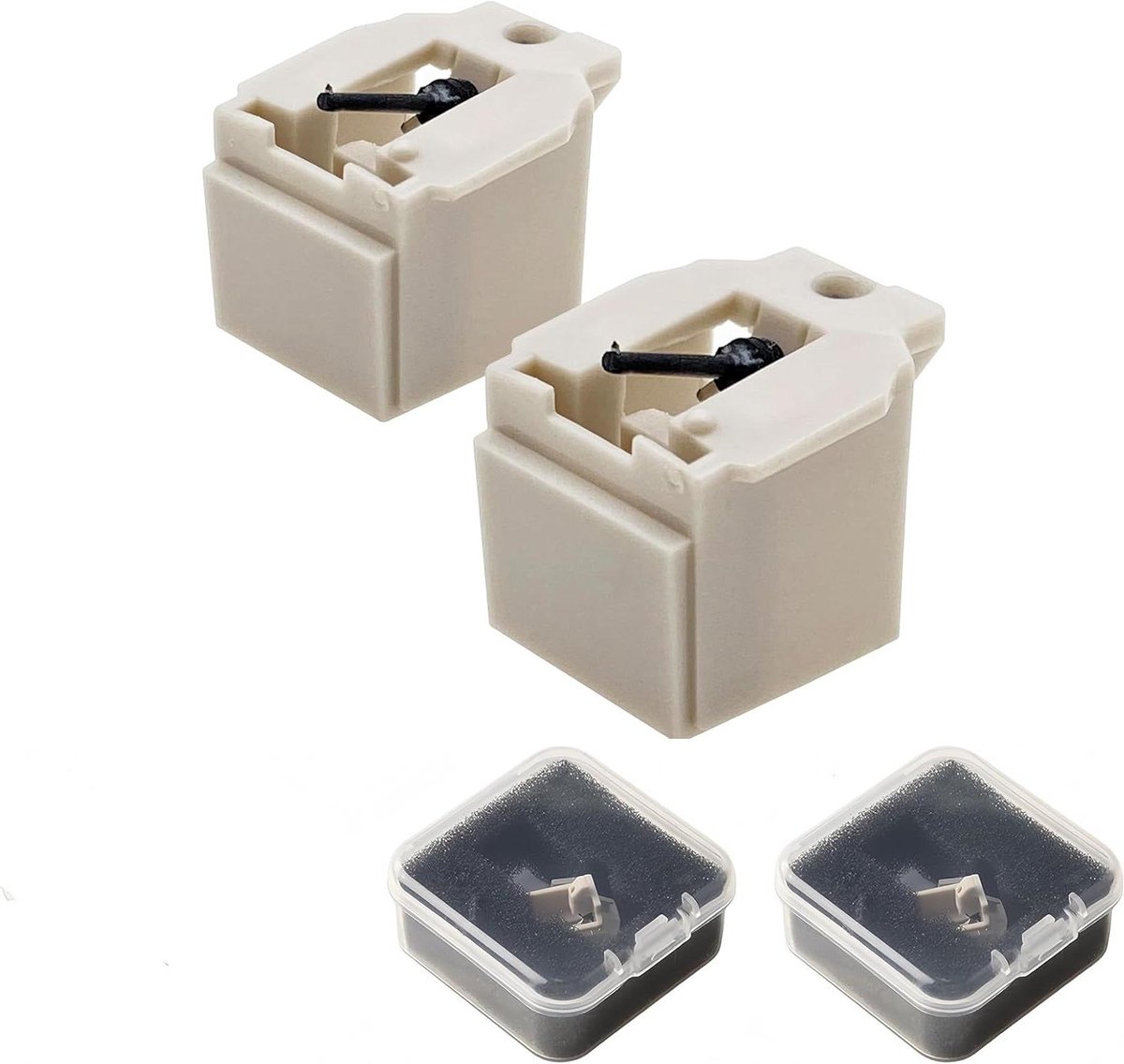Naald Vervangingsset - Stylus Set - Vinyl Afspelen - Diamantpunt - 2 stuks - Wit