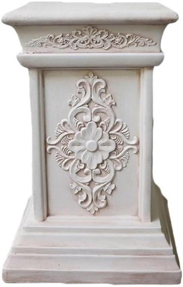 Romeinse zuil - Decoratieve pilaar - Binnen en buiten - Klassiek gesneden ontwerp - 3 kg - Wit