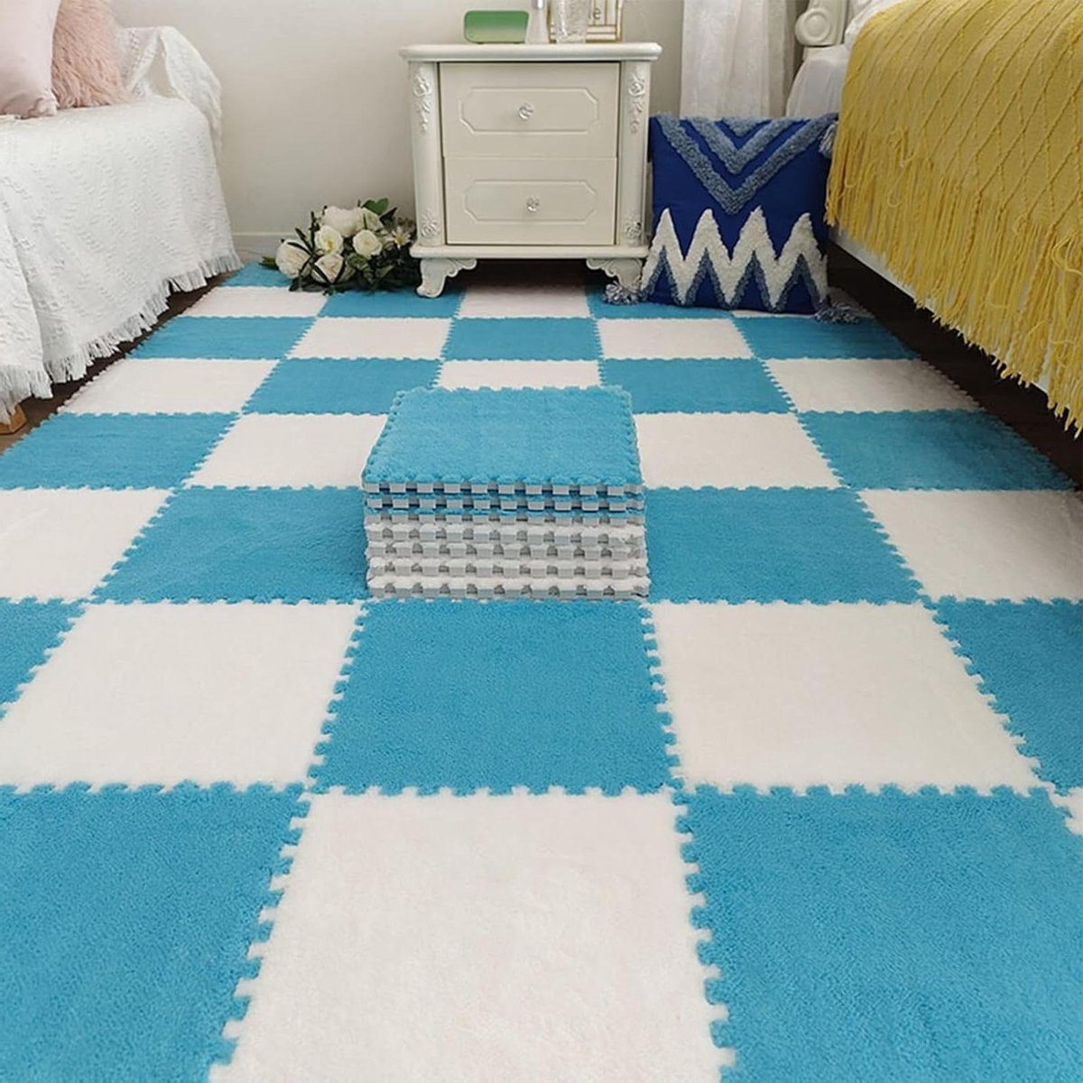 30 stuks, 1,0 cm dikke, zachte, in elkaar grijpende tapijttegels, legpuzzel, tapijt, shagg