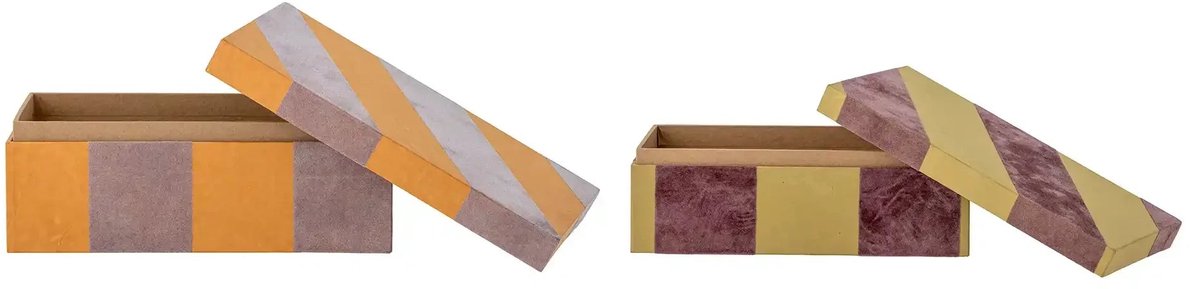 Bloomingville – Opbergdoos papier oranje Samira - set van 2 – 16 x 10 x 26 cm