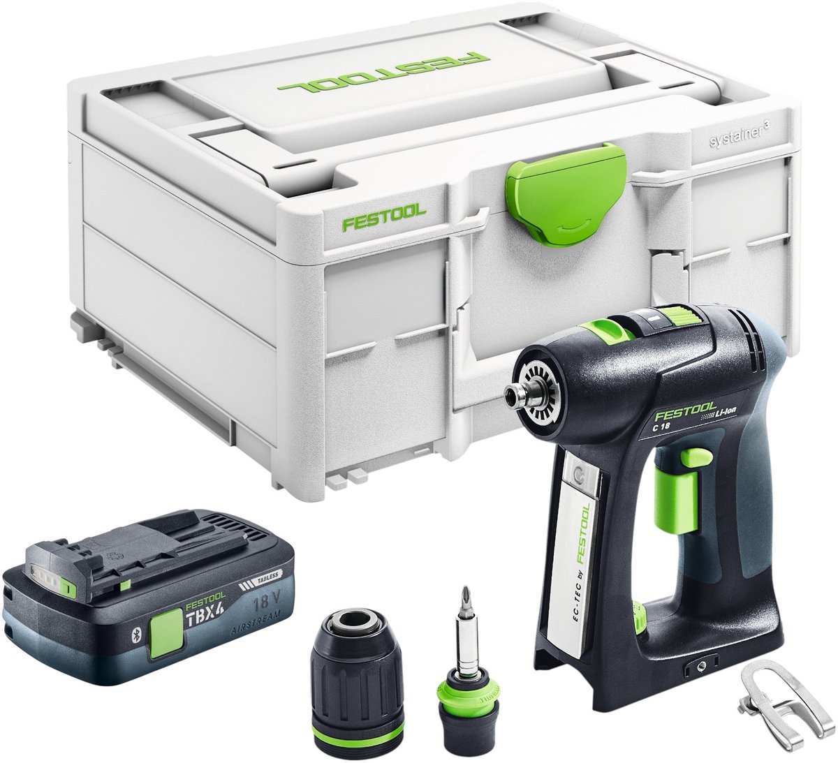 Festool C 18-Basic accuboormachine 18 V 45 Nm borstelloos + 1x accu 4,0 Ah + Systainer - zonder oplader