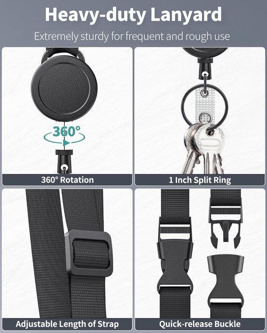 Verstelbare en stevige lanyard met retractable badge reel, quick release en nylon strap voor ID-kaarthouder van Merkloos — afbeelding 5