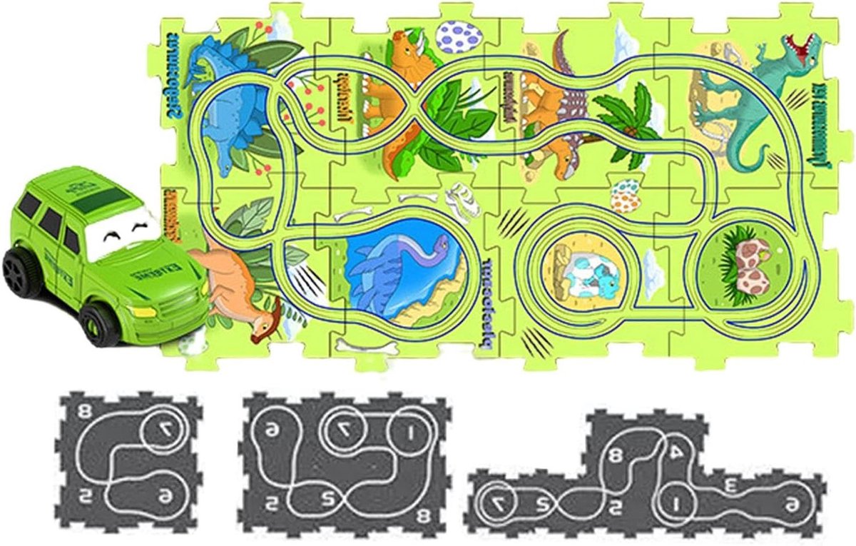 Puzzelbaan Autobaan - Racebaan Speelgoed - Creatief Spelen - Bevordert Logisch Denken - 24x16x6 cm - Multicolor
