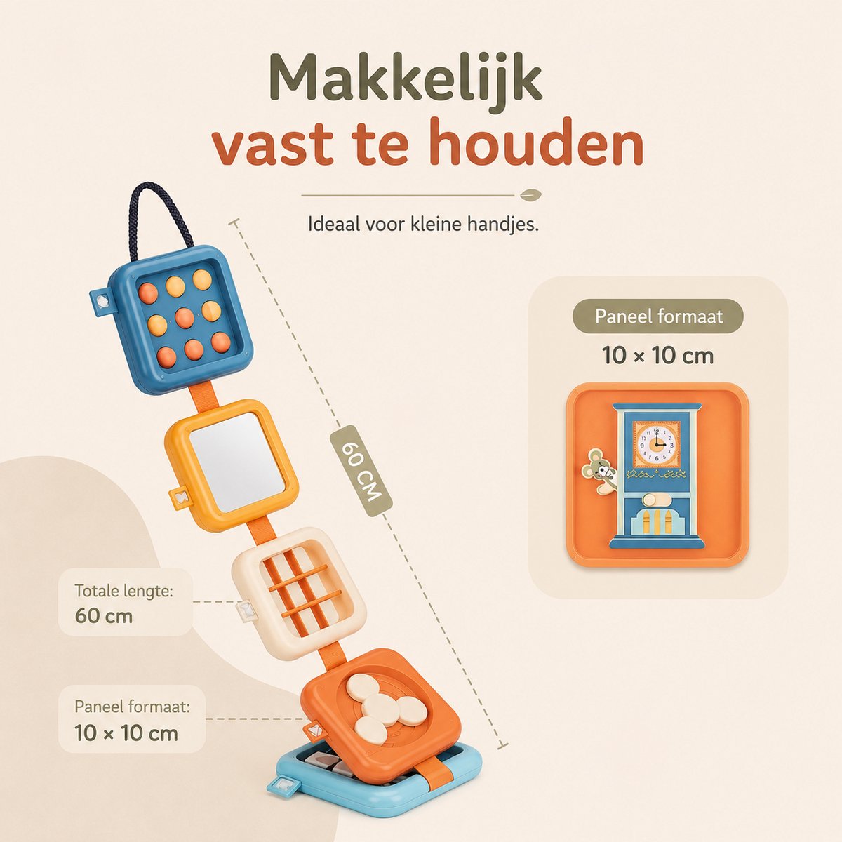 Nolita Montessori Activiteiten Kubus – Sensorisch Speelgoed 1-3 Jaar – Educatief Peuter Speelgoed – Busy Board – Speelgoed voor in de Auto – Reisspeeltje — afbeelding 7