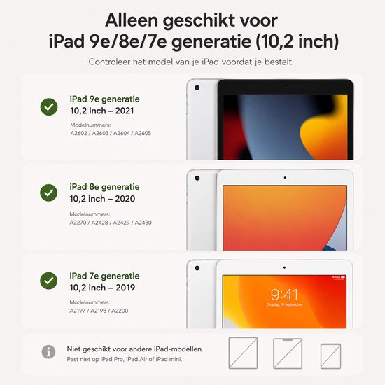 Sounix Tablet Cover Convient pour iPad 10.2 (2019) 7e génération / iPad 10.2 (2020) 8e génération / iPad 10.2 (2021) 9e génération - Étui - Bleu marine