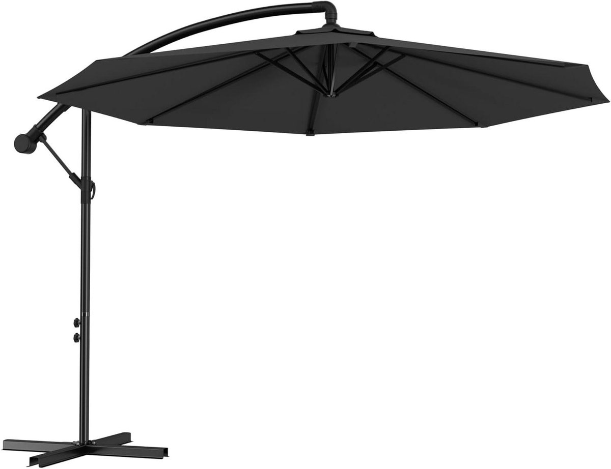 Zweefparasol Aluminium - Tuinparasol Met Sl slinger - Zomerse Schaduw Creëren - Extra Stevige Baleinen - Ø 300cm - Donkergrijs