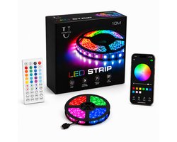 Ustratics Led Strip - 10 meter - 1x10m - Light - rgb LED Verlichting - Afstandsbediening - Bluetooth - licht - Dimbaar - Gaming - Ledstrip - Ledstrips