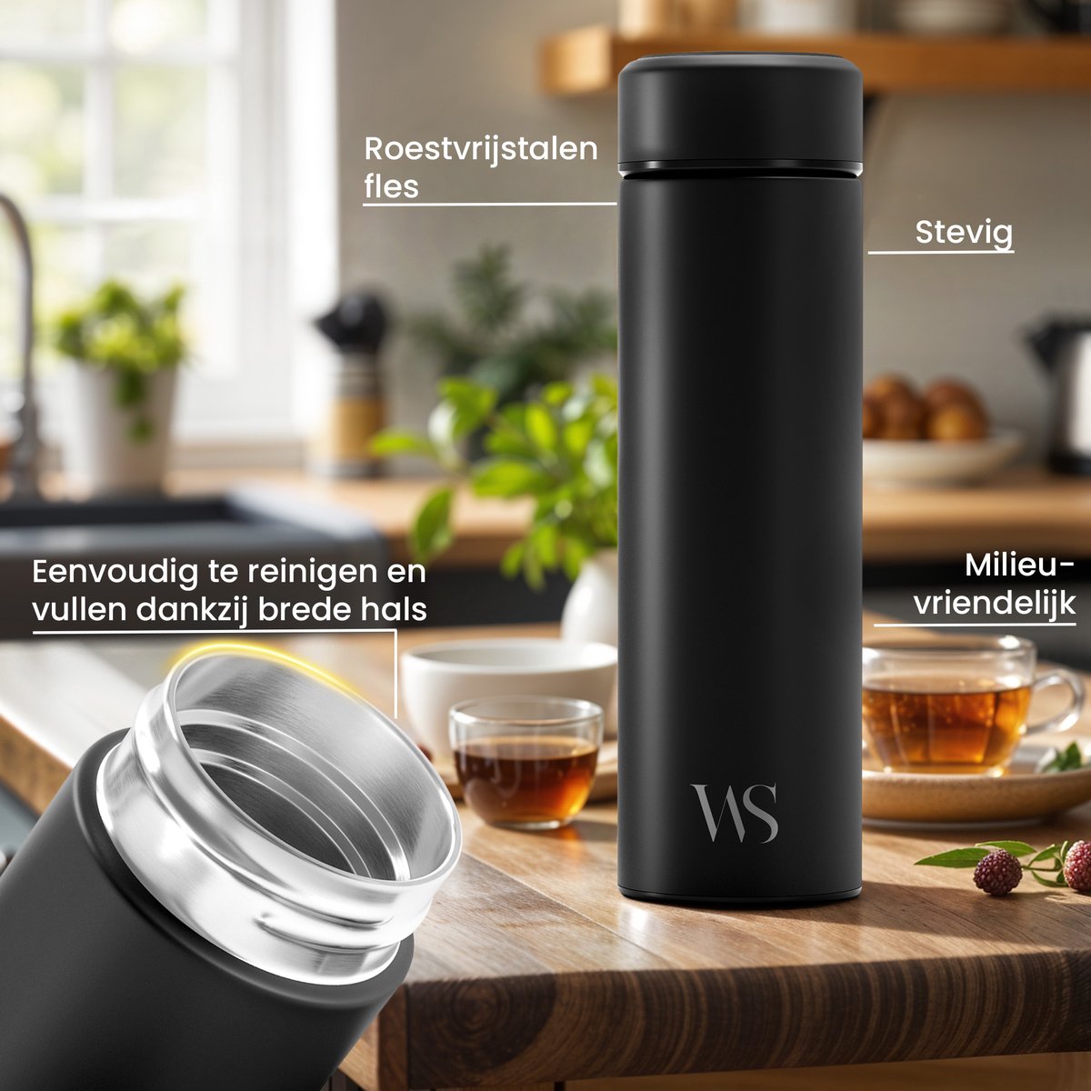 Wilford Thermosfles 450ml - Thee & Fruitinfuser, RVS Lekvrij thumbnail 5