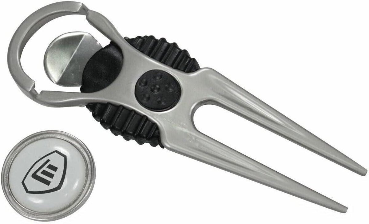 Golf Balmarker - Pitchfork Reparatie - Baan Onderhoud - Veer Mechanisme - 14 cm - Zilver