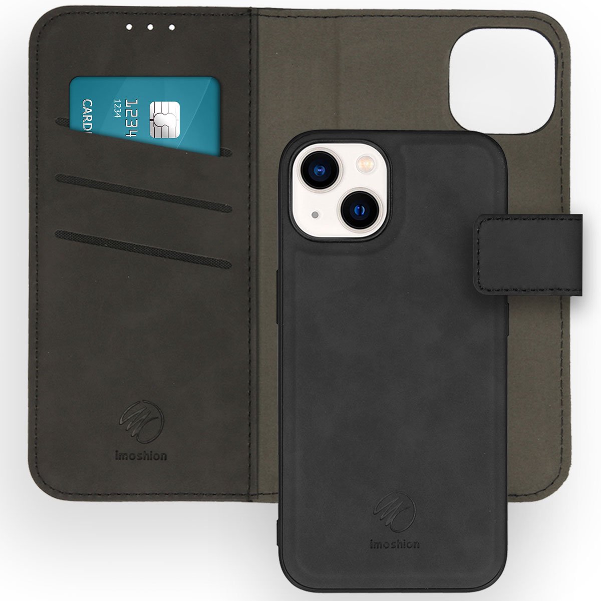 imoshion Hoesje - Geschikt voor Apple iPhone 14 - Uitneembare 2-in-1 Luxe Bookcase - Zwart