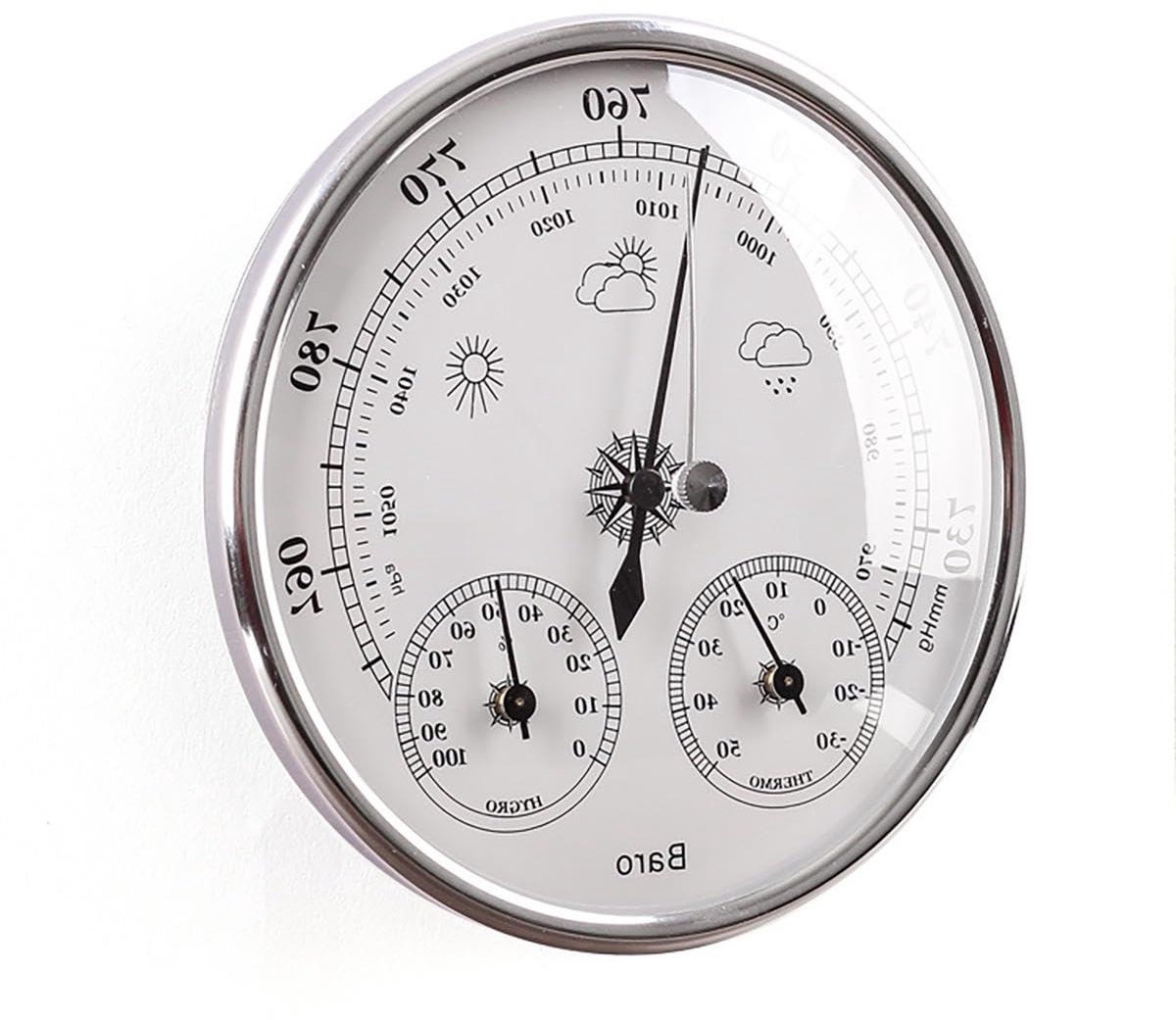 Weerstations Set - Barometer Thermometer - Weer Monitoren - 3-in-1 Analoog - Nauwkeurig - Zilver