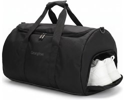 GearGlow® Sporttas met Schoenenvak - Waterafstotend - Zwart - Unisex - Ook geschikt als Weekendtas